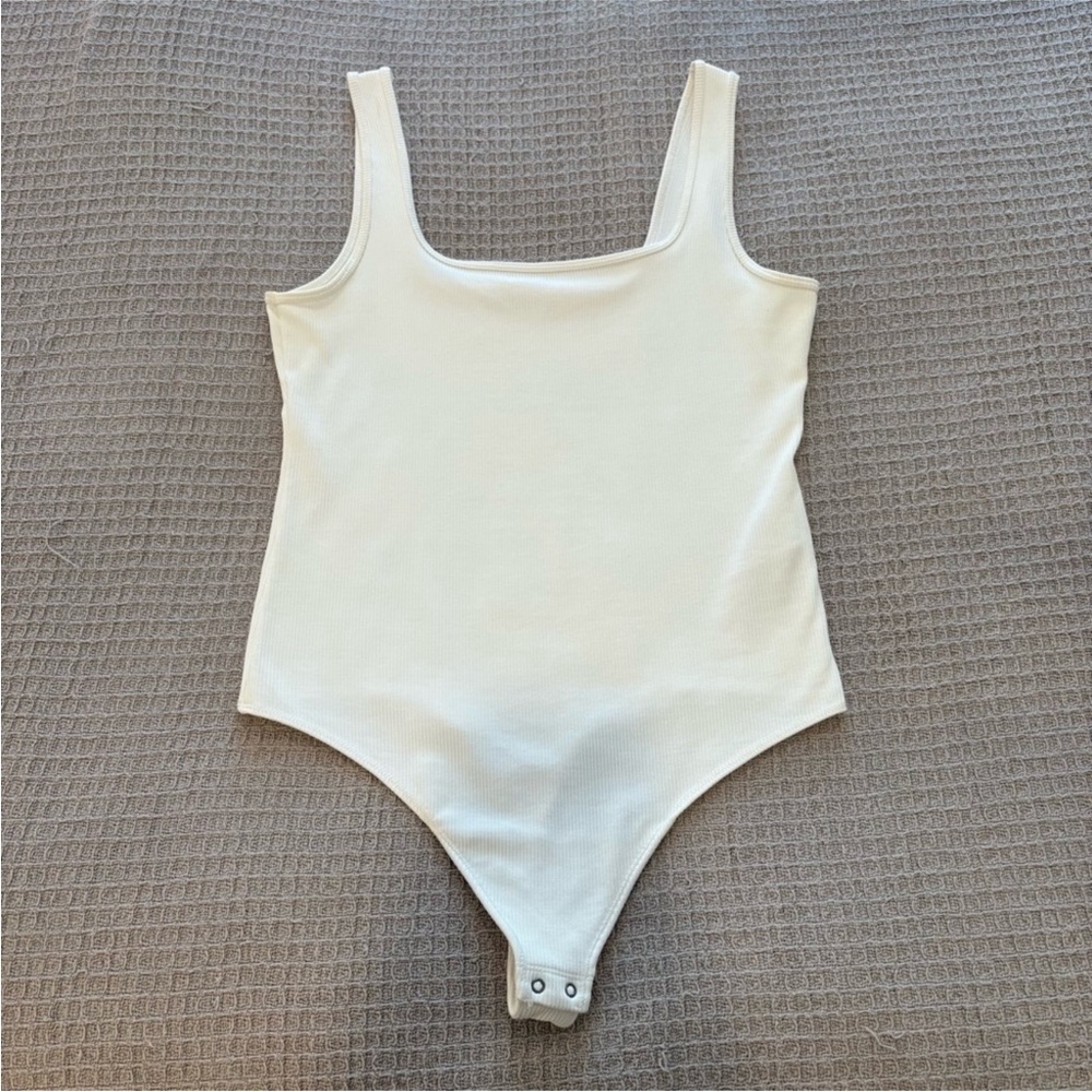 Abercrombie & Fitch Seamless Rib Fabric Tank Bodysuit White L